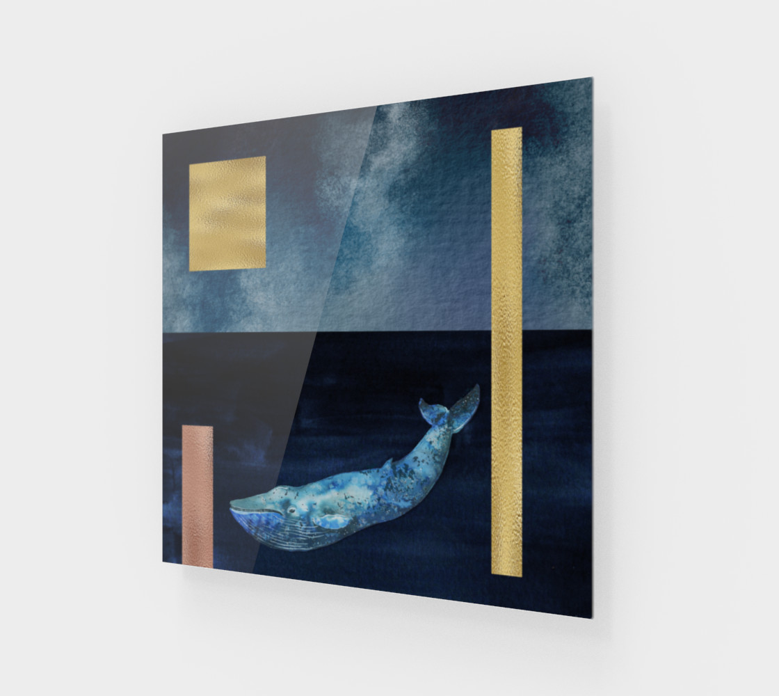Blue Whale - Gold, Copper And Deep Blue Art Print preview #1