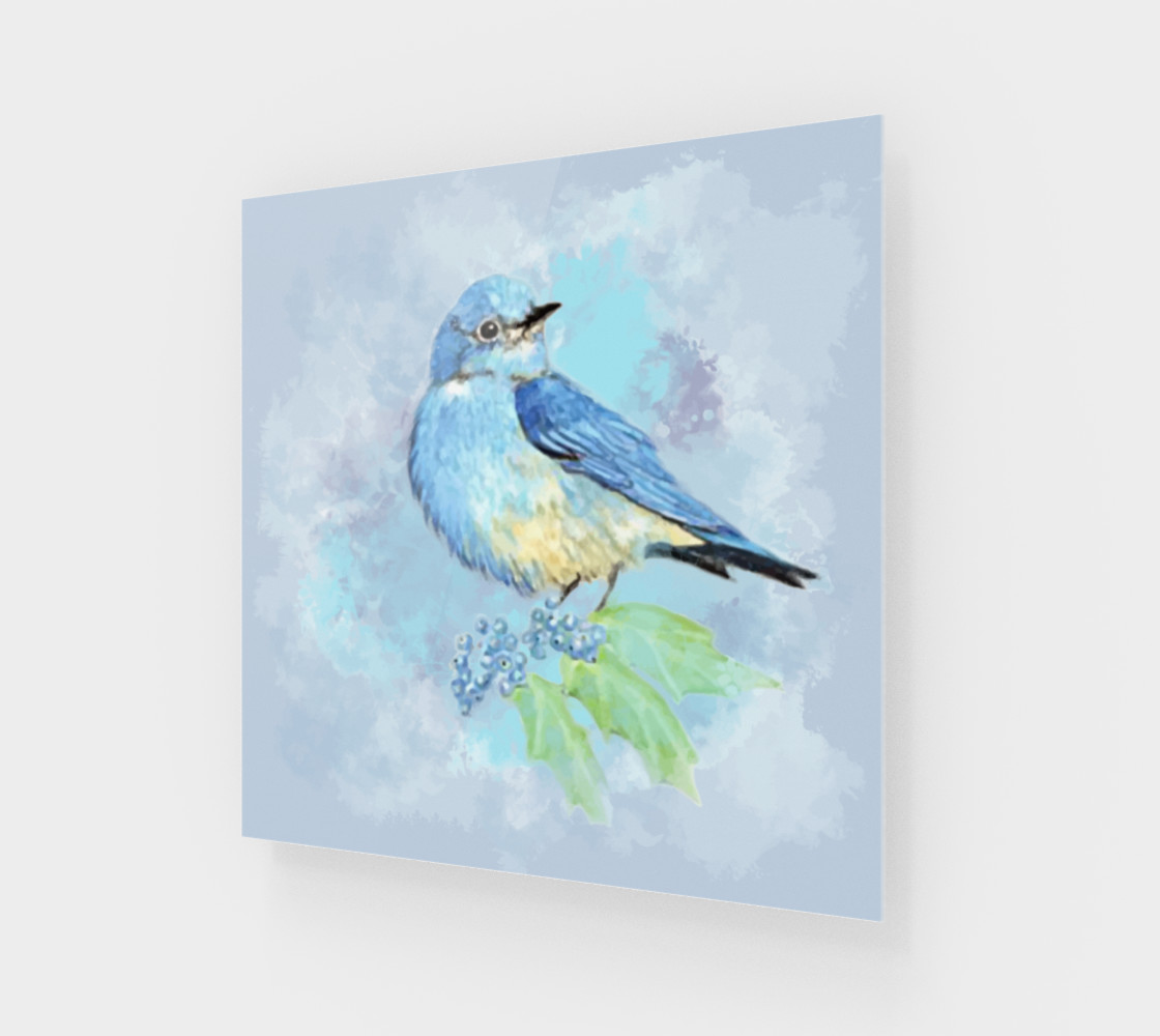 Watercolor Bluebird Blue Bird Nature Art preview #1
