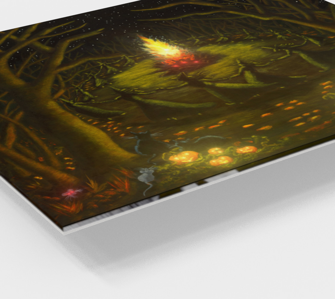Aperçu de Halloween witches coven around a bonfire art print #2