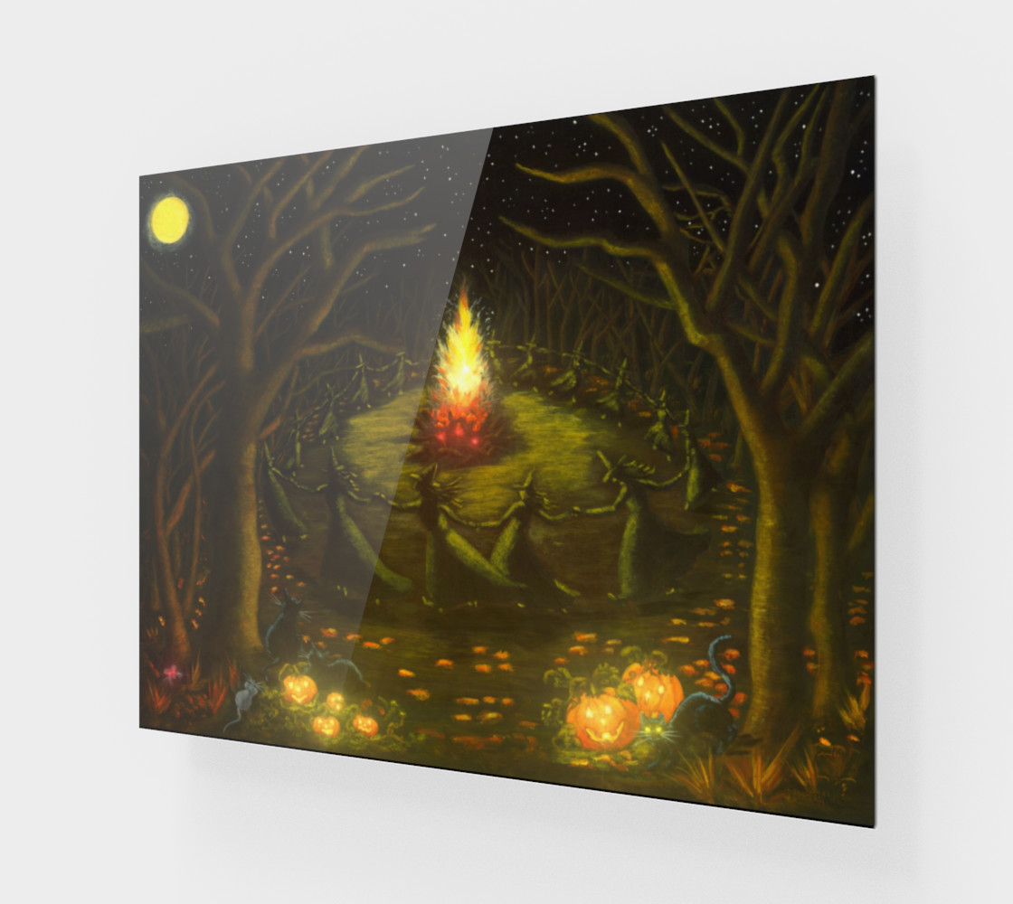 Aperçu de Halloween witches coven around a bonfire art print #1