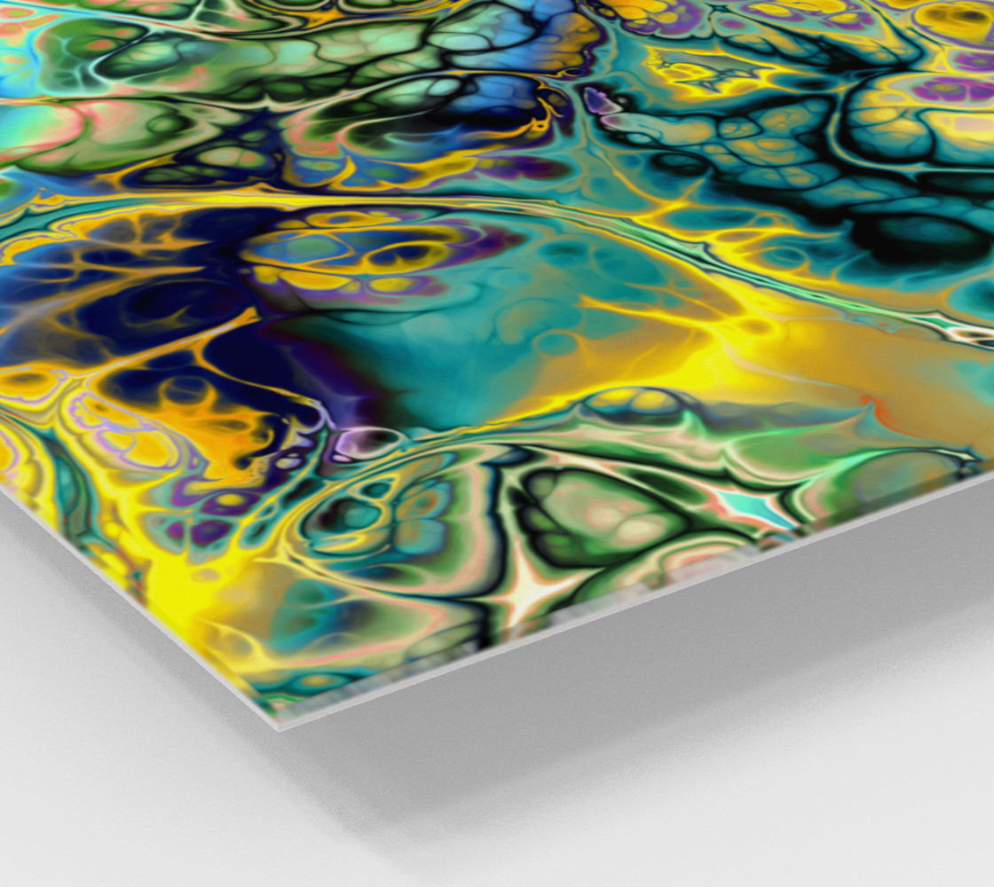 Aperçu de Flower Power FRACTAL BATIK Teal Yellow #2