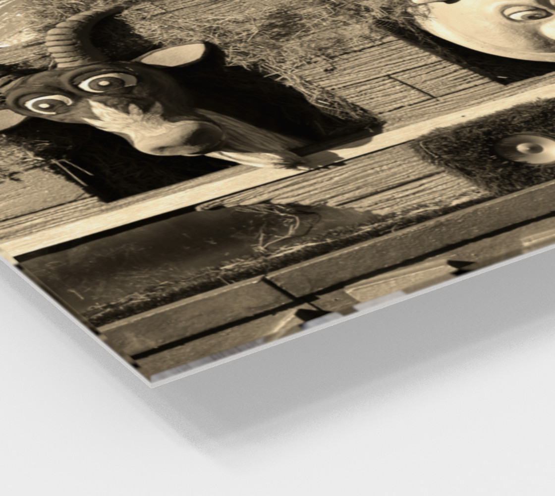 Barnyard Float-Goat, Pig, & Chicken-Sepia Toned Wall Art preview #2