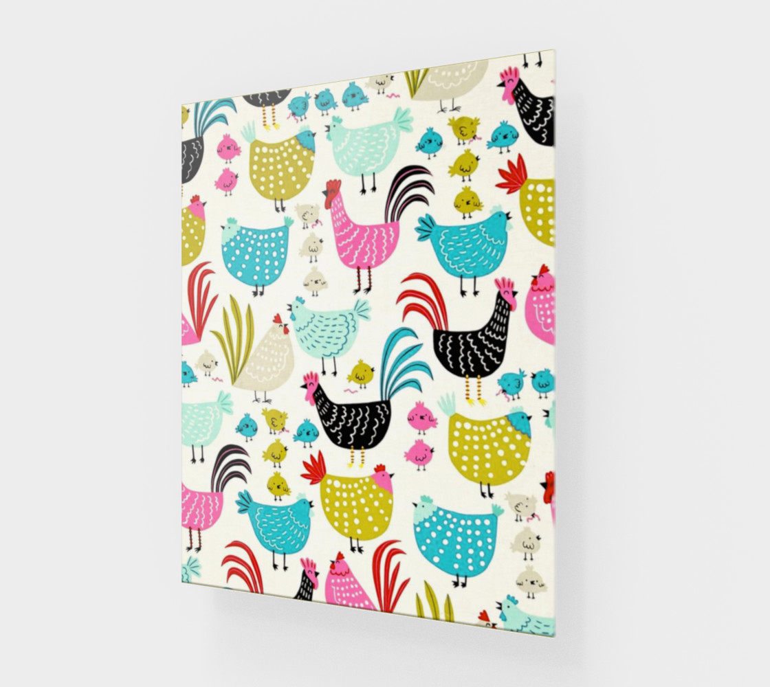 Colorful Fun Chicken & Rooster Print preview #1