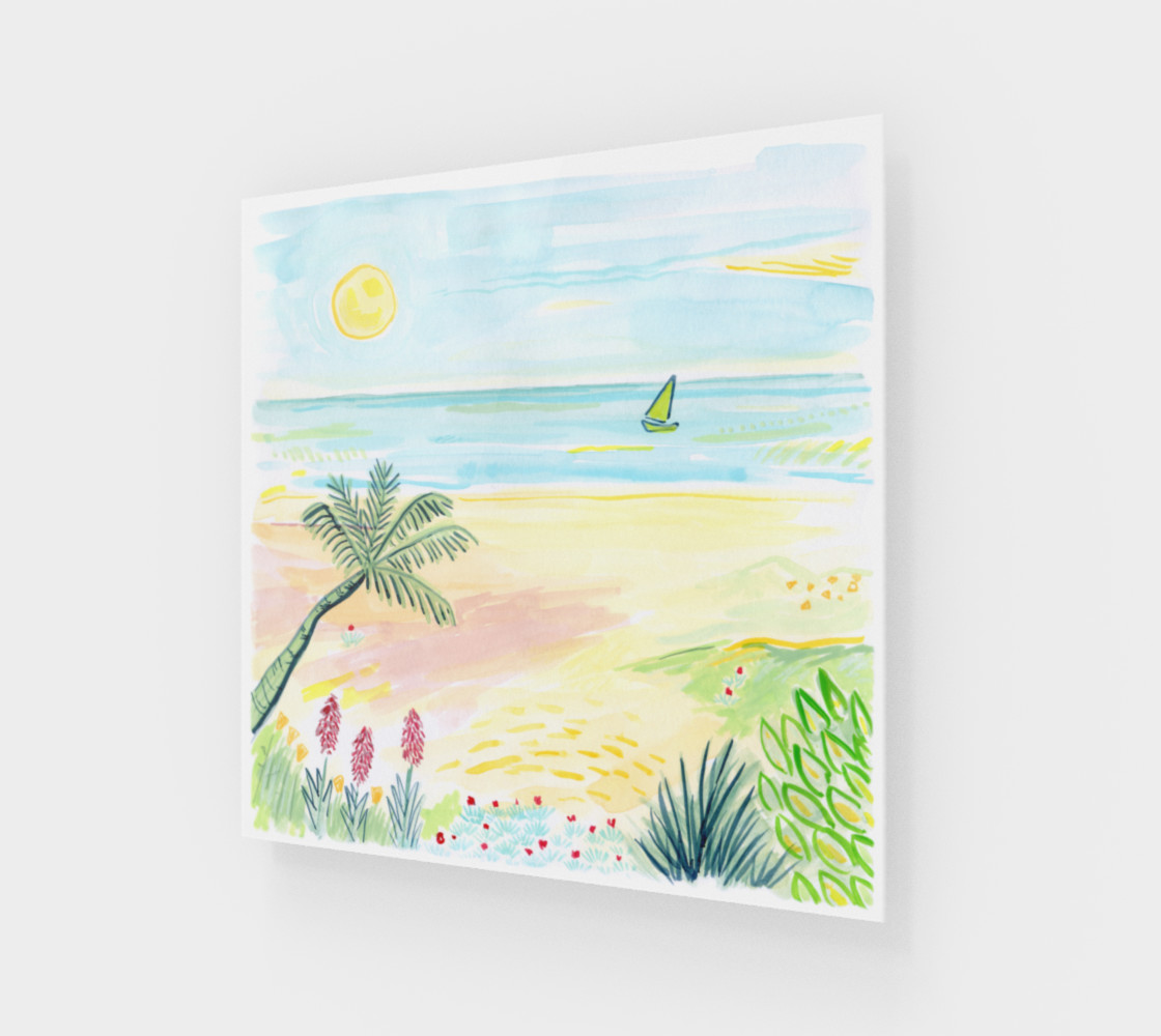 Aperçu de Beach Day Watercolor Fine Art Print #1