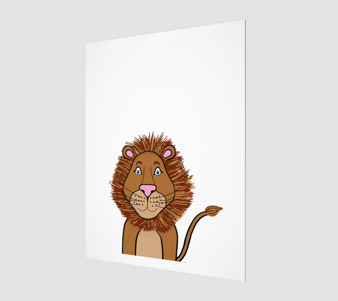 Leo the Lion Wood Print - 3:4 3D preview