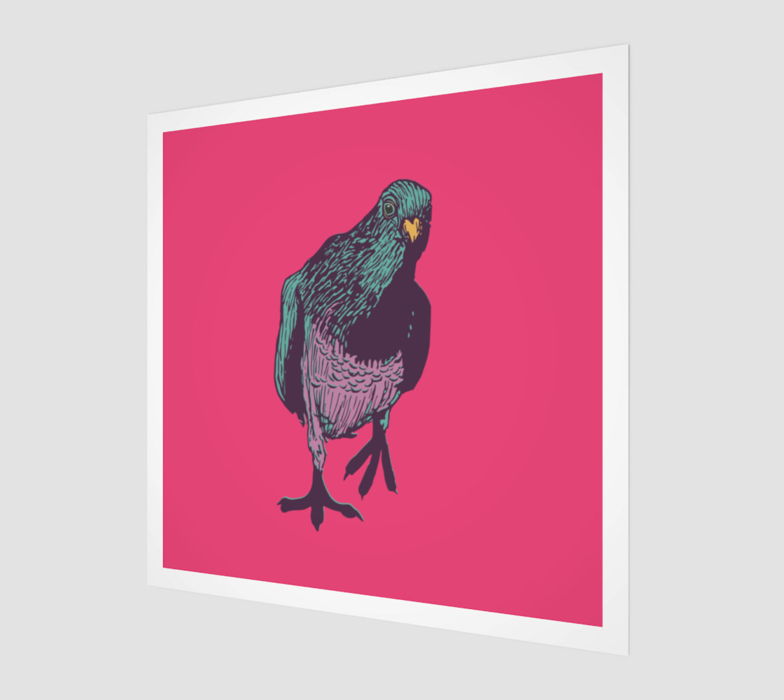 1:1 Art Print - Curious Pigeon in Bright preview #1
