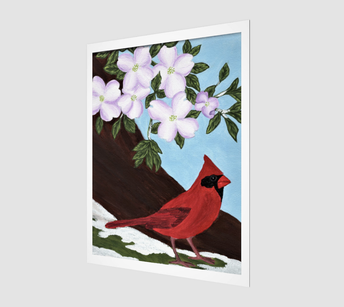 Cardinal and Dogwood Tree preview #1