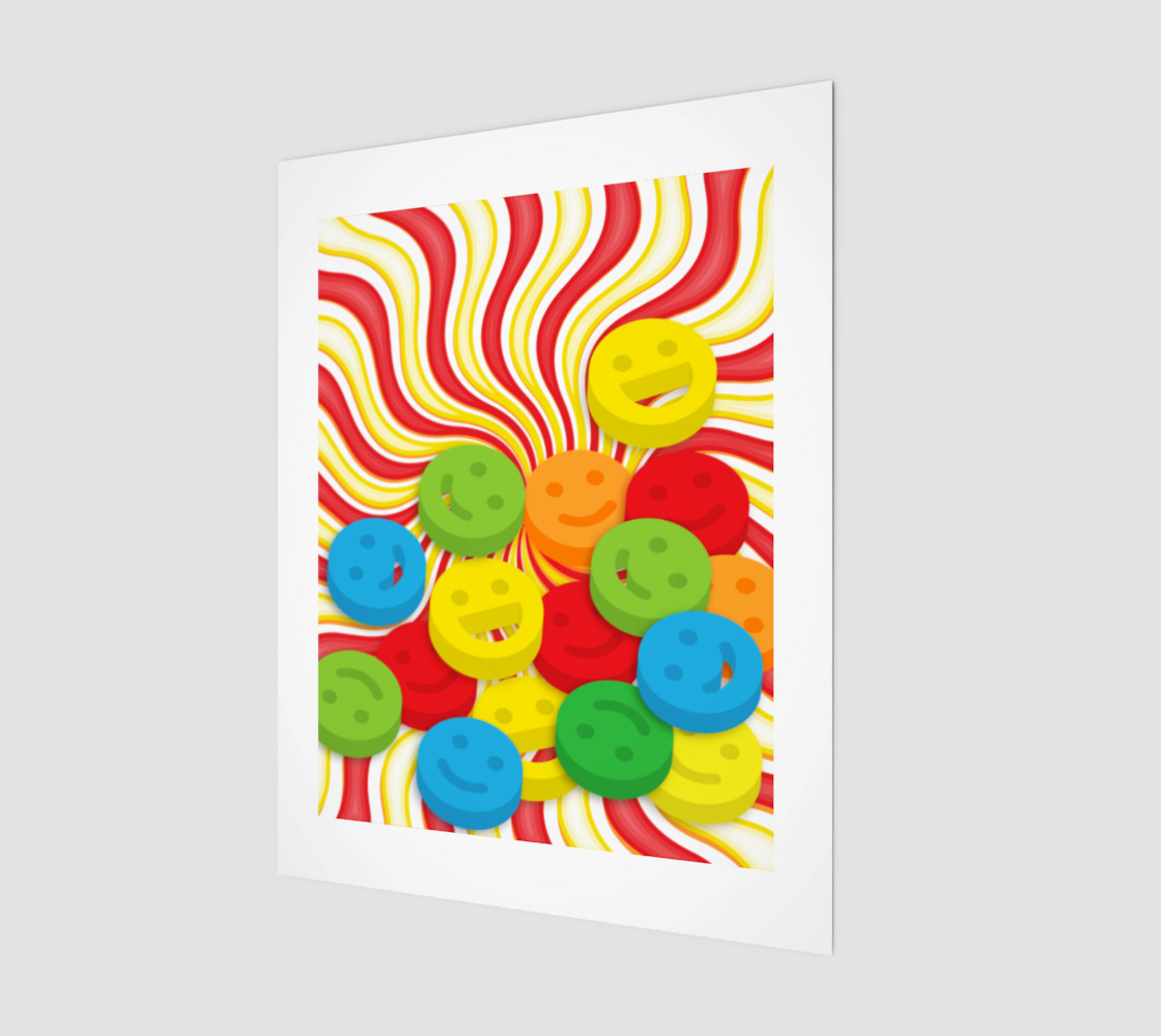 Rainbow Candy Swirls and Smiley Face Emojis Wall Art preview #1