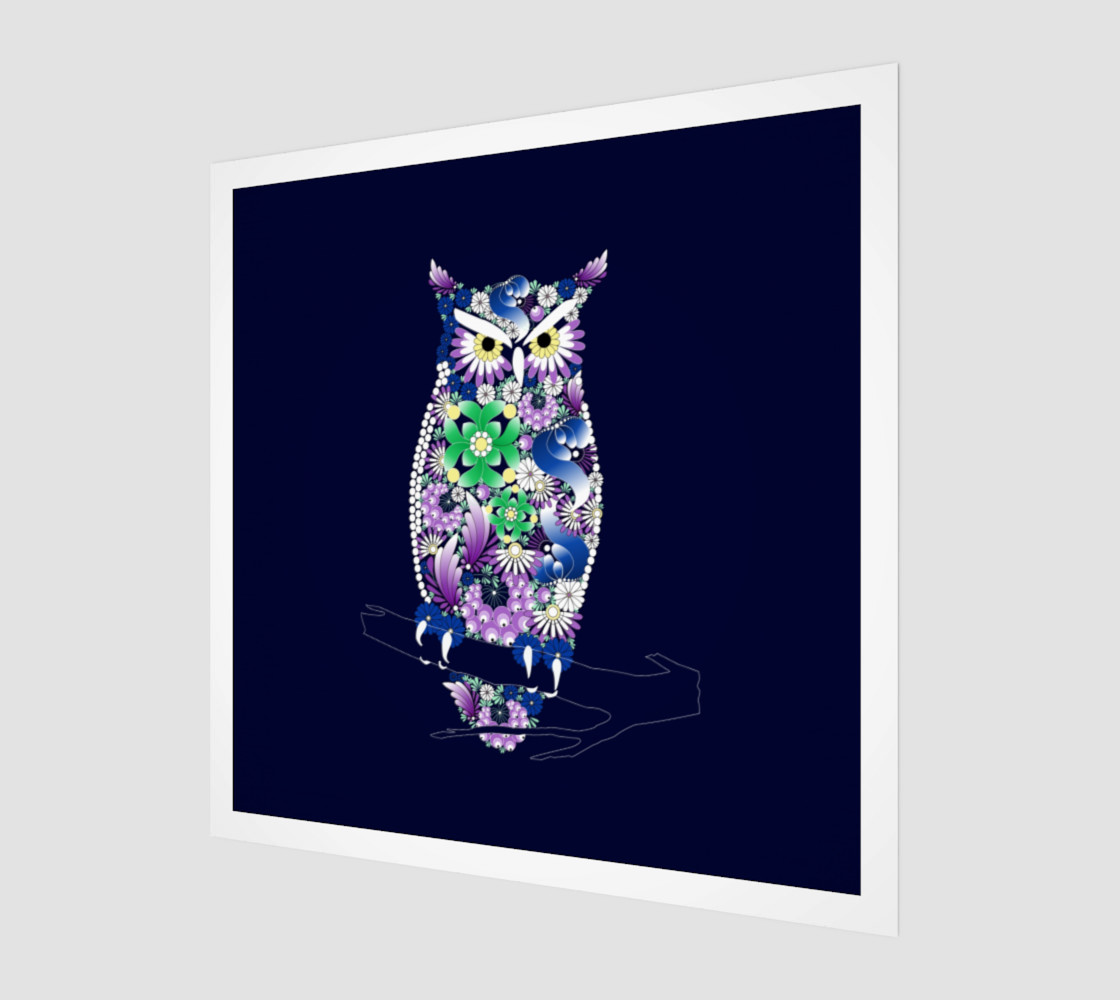 Owl. Illustration in Ukrainian traditional folk painting Petrykivka art . Petryakovka painting preview #1