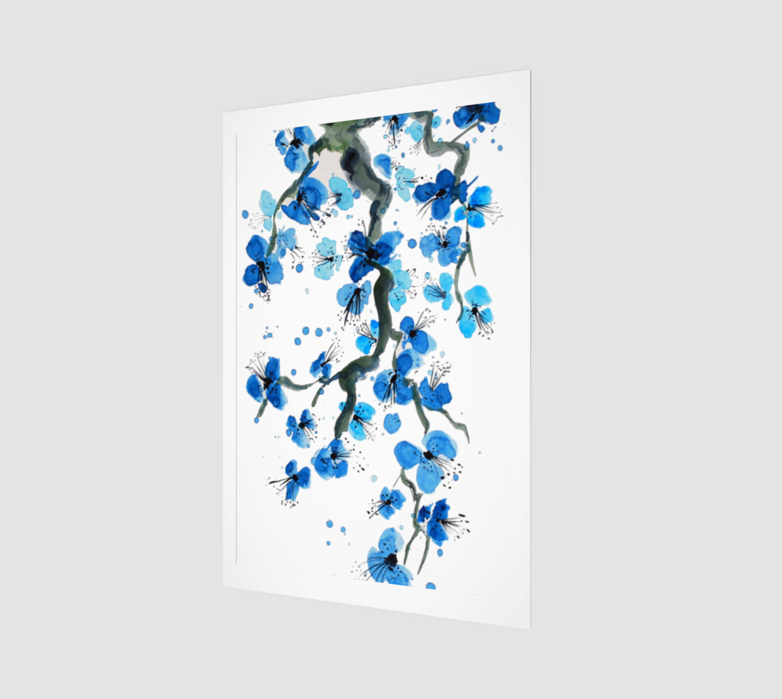 Blue Japanese Blossoms Art Print preview #1