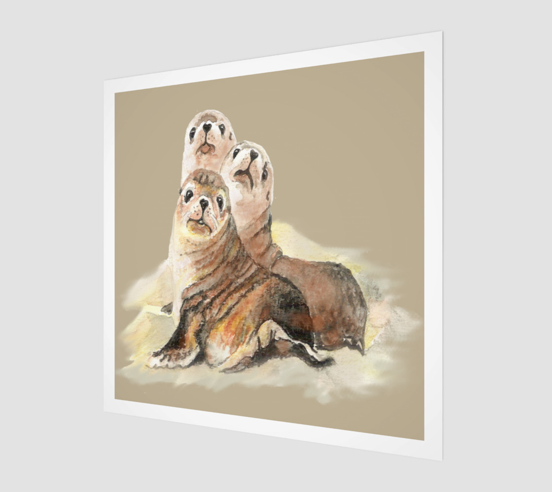 Cute Watercolor Seal Family Animal Art preview #1