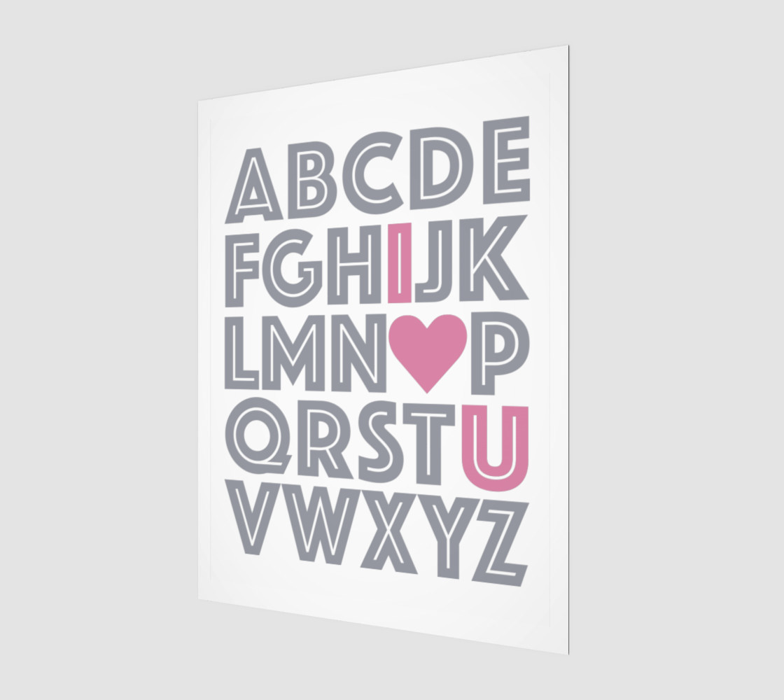 Grey & Pink ABCs I Love You Baby's Nursery Decor Gray preview #1