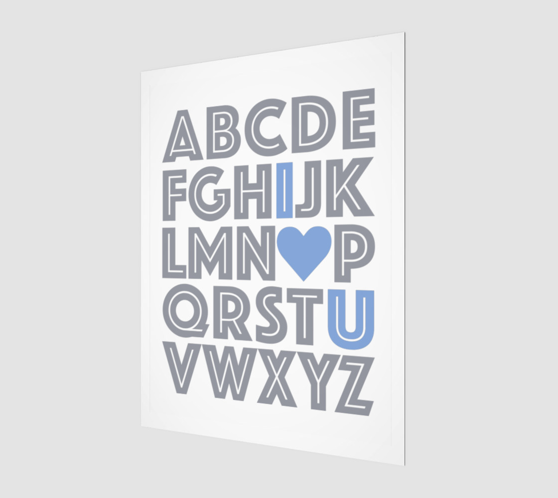 Grey & Blue ABCs I Love You Baby's Nursery Decor Gray 3D preview