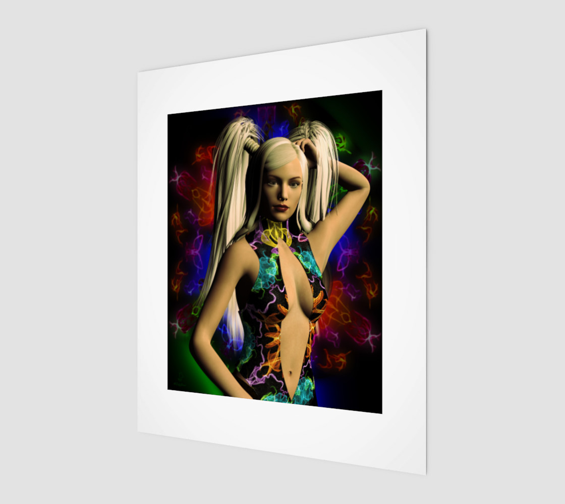 Electric Rainbow fantasy art pinup by tabz Jones preview #1