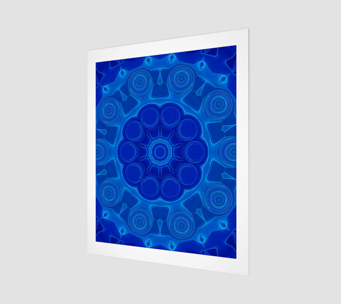 Blue Mandala Flower Art Wood Print preview #1
