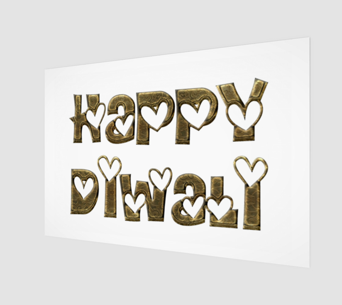 Festival of Lights Happy Diwali Greeting Typography Art Print preview #1