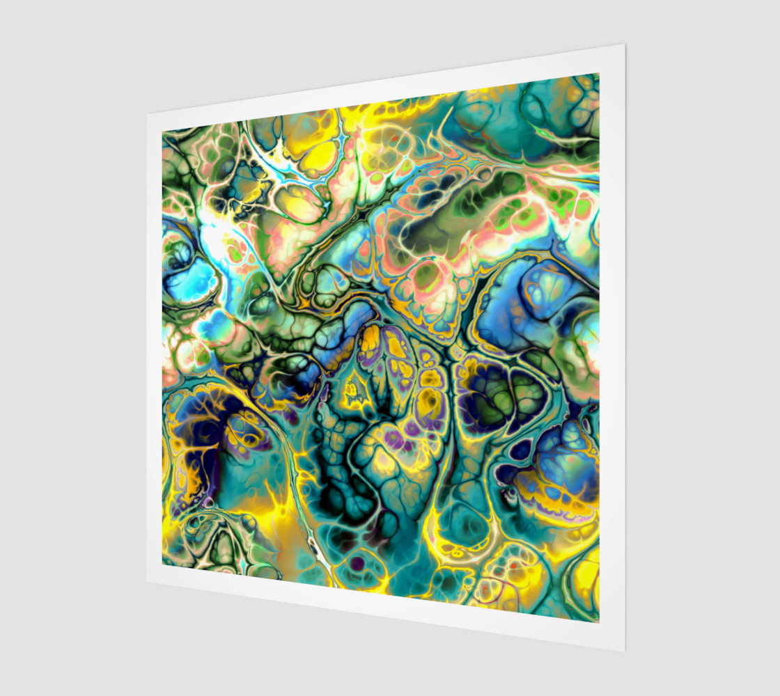 Flower Power FRACTAL BATIK Teal Yellow preview #1