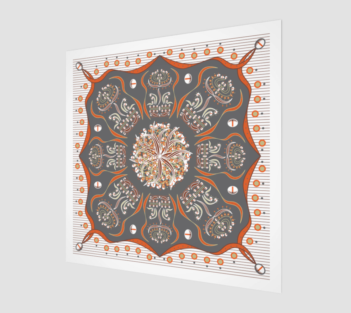 Exotic Flower | Orange | Gray | Beige | White preview #1