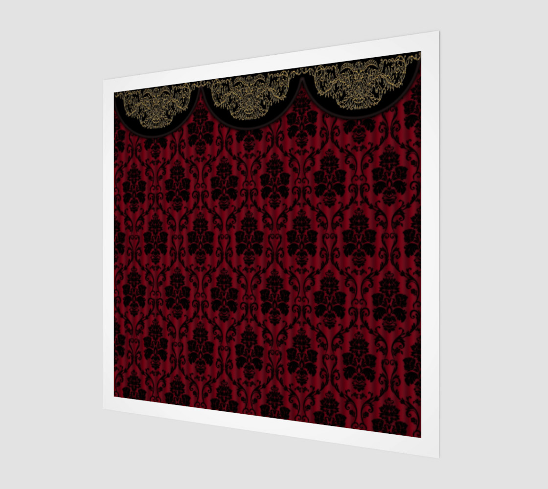 Elegant Black And Red Damask Antique Vintage Victorian Lace preview #1