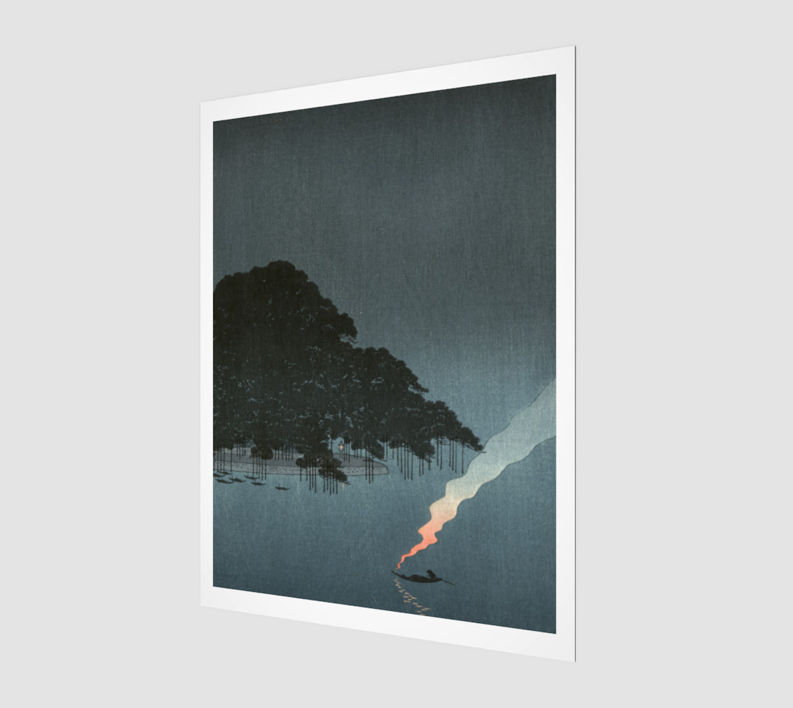 Japanese Print - Karasaki pines at night preview #1