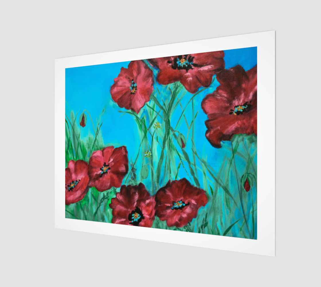 Big Red Floral Poppies 20 x 16 preview #1