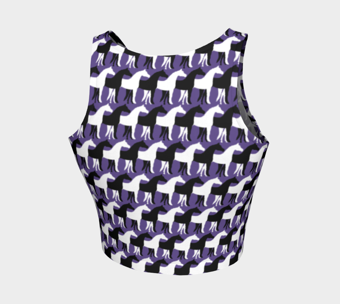 Aperçu de Black and White Overlapping Horses on Ultra Violet Purple #2