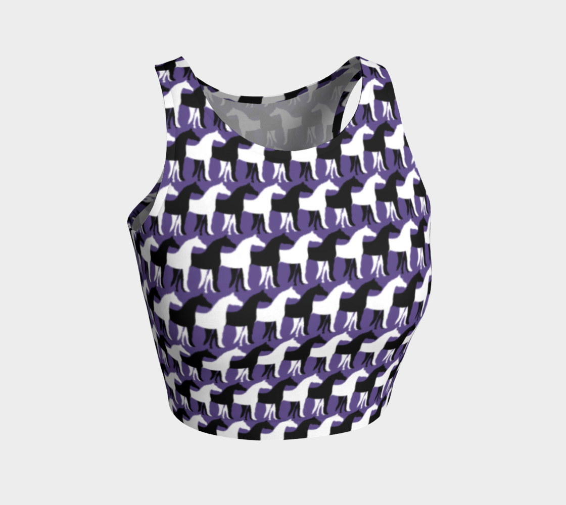 Aperçu de Black and White Overlapping Horses on Ultra Violet Purple #1