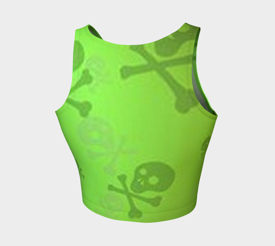Cartoon Skull On Green Athletic Crop Top preview #2
