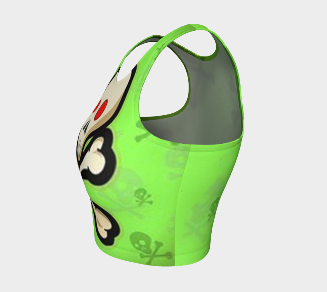 Cartoon Skull On Green Athletic Crop Top preview #3