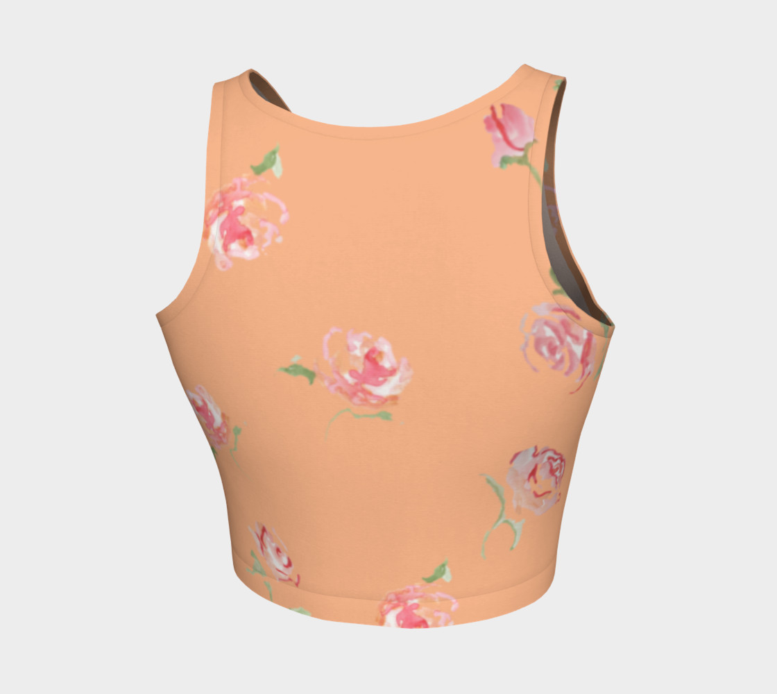 peach and pink floral print crop top preview #2