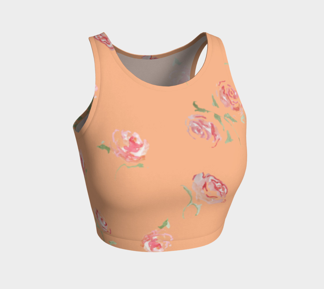 peach and pink floral print crop top preview #1