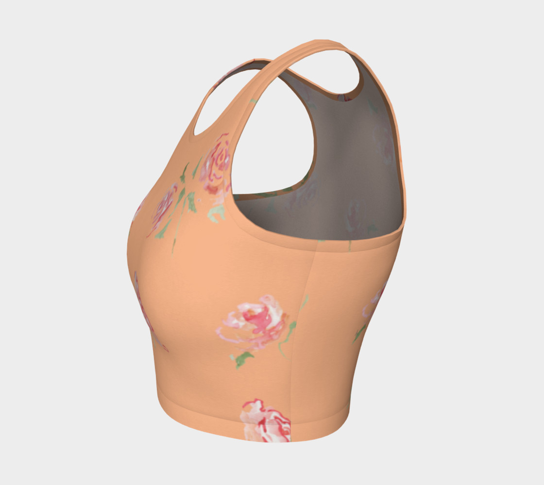 peach and pink floral print crop top preview #3