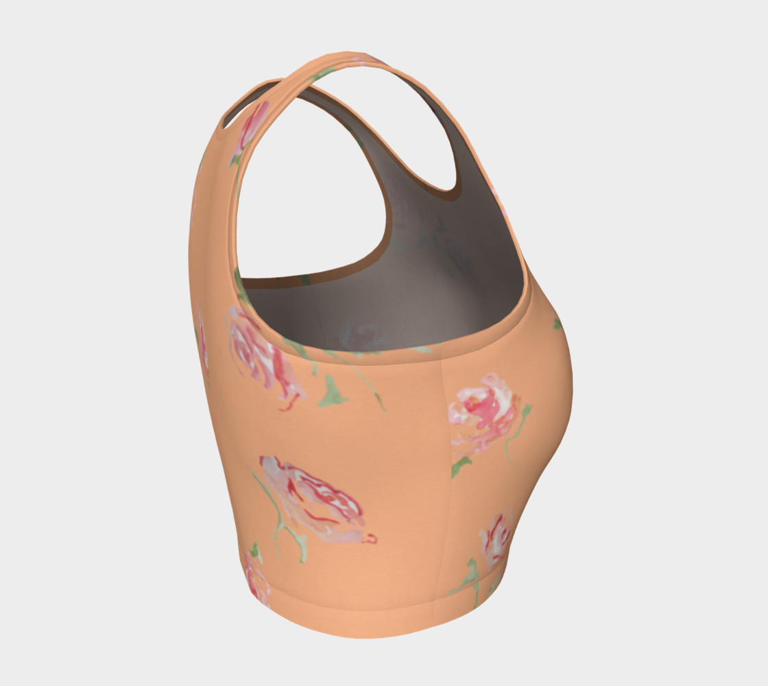 peach and pink floral print crop top preview #4