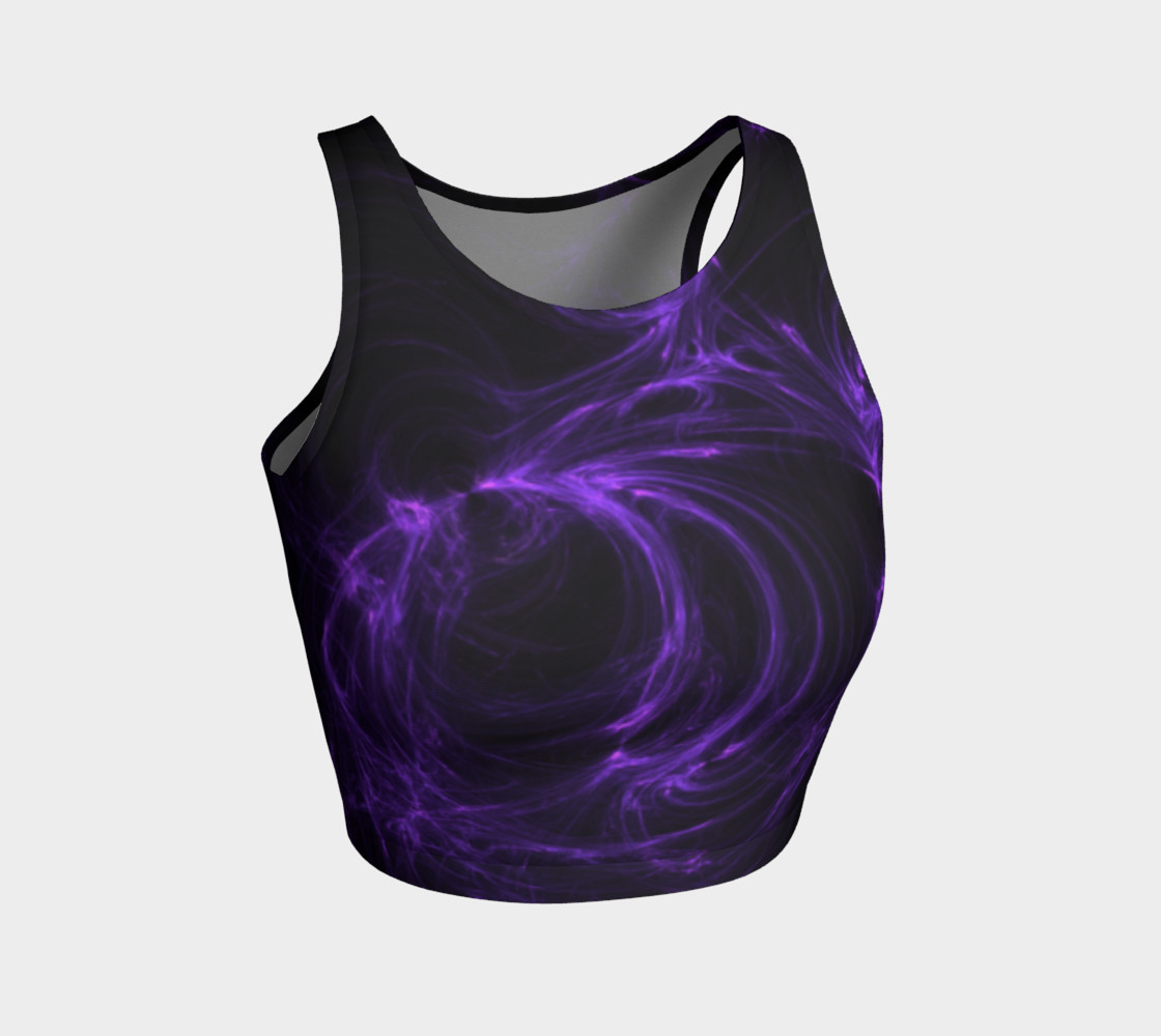 Purple Fractal on Black Athletic Crop Top preview #1
