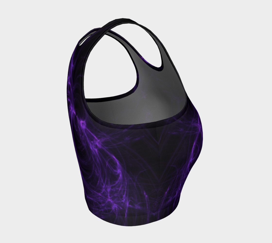 Purple Fractal on Black Athletic Crop Top preview #4