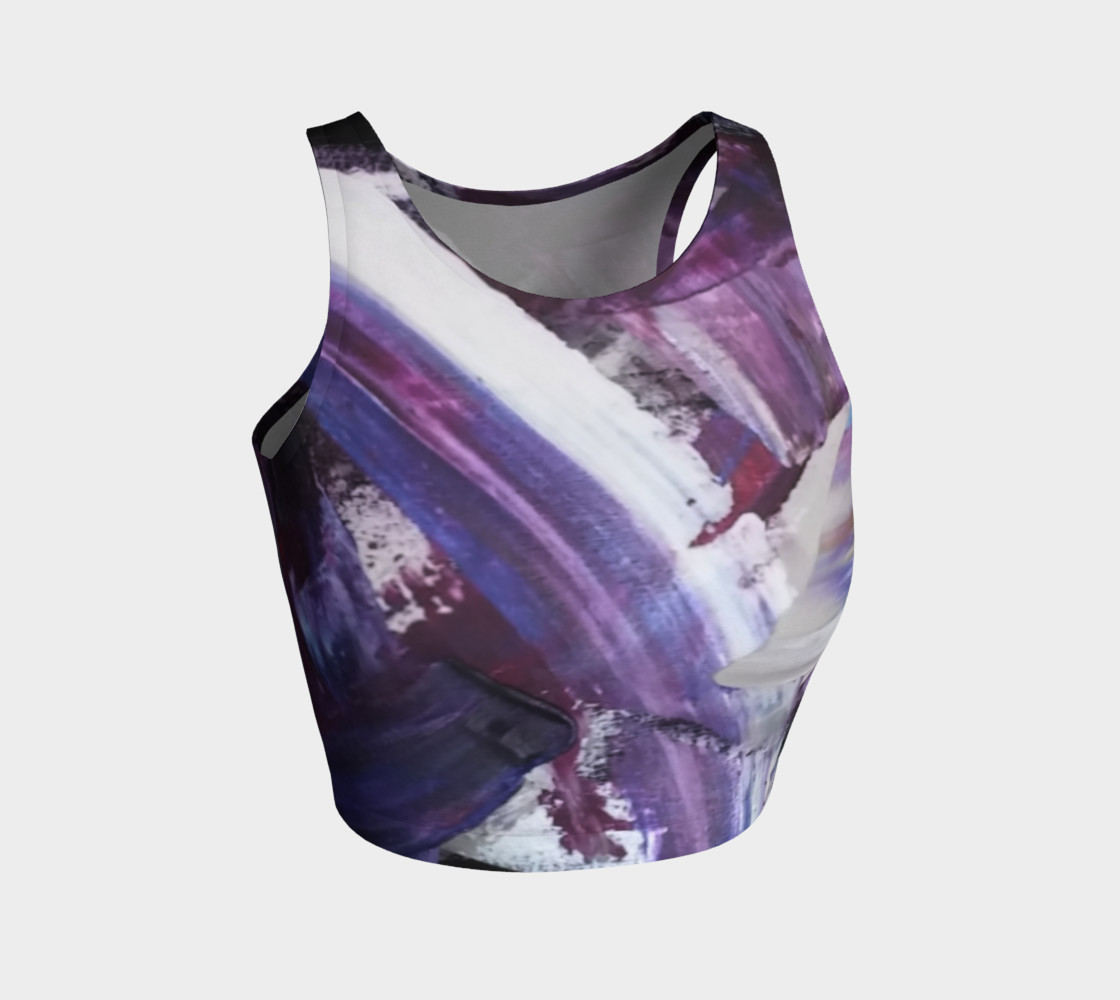 Energy Shift Purple Swoosh Crop Top by Janet Gervers 3D preview