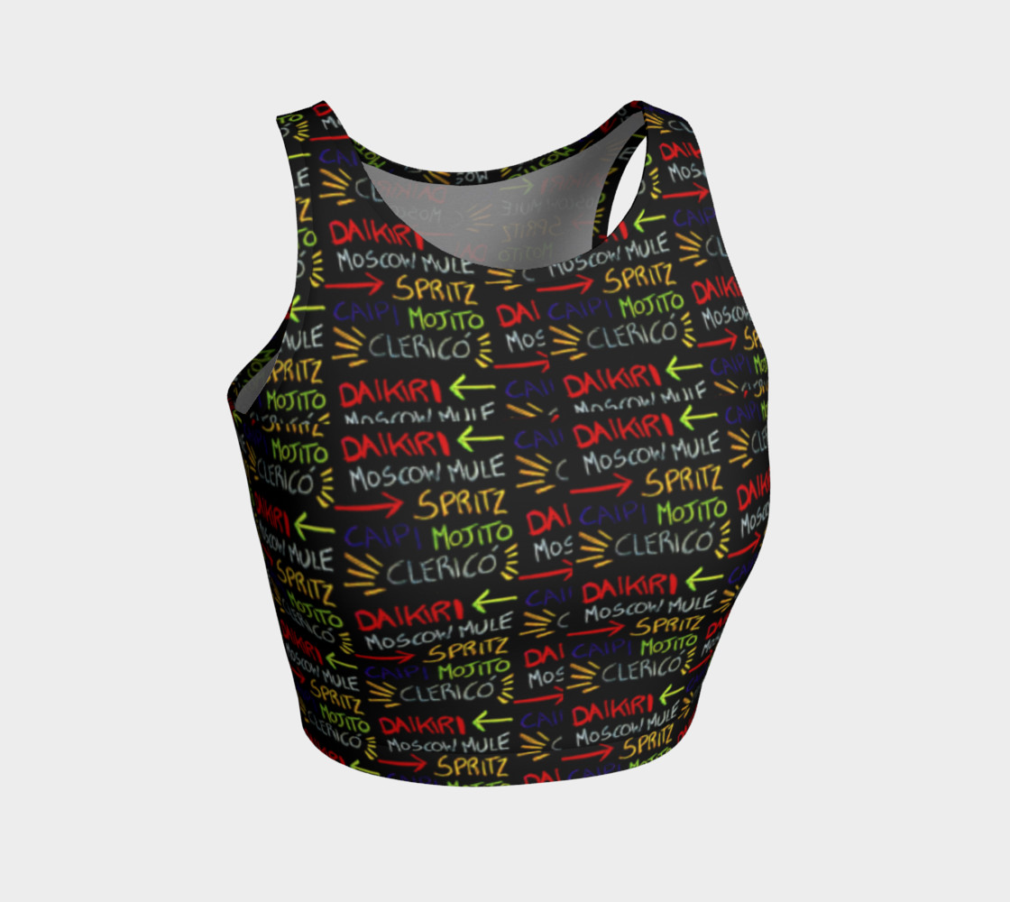 Alcoholic Beverages Words Pattern Crop Top Miniature #2
