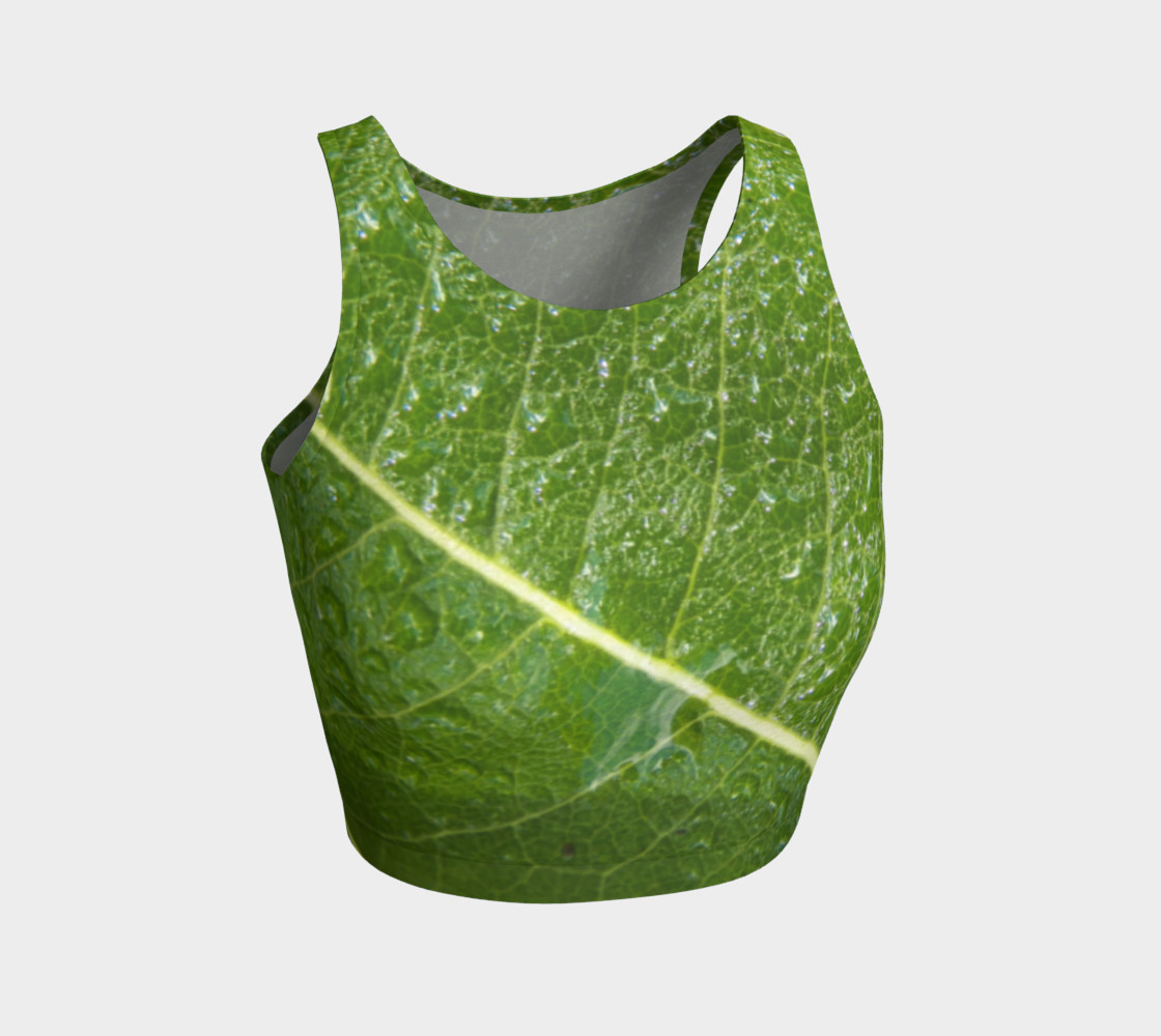 Aperçu 3D de Green Leaf with Water Droplets Crop Top