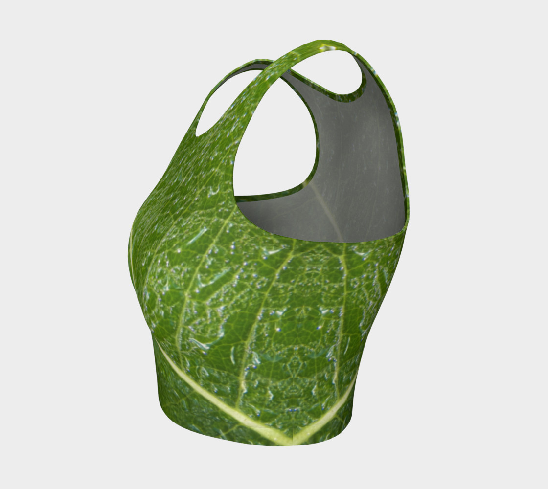 Aperçu de Green Leaf with Water Droplets Crop Top #3