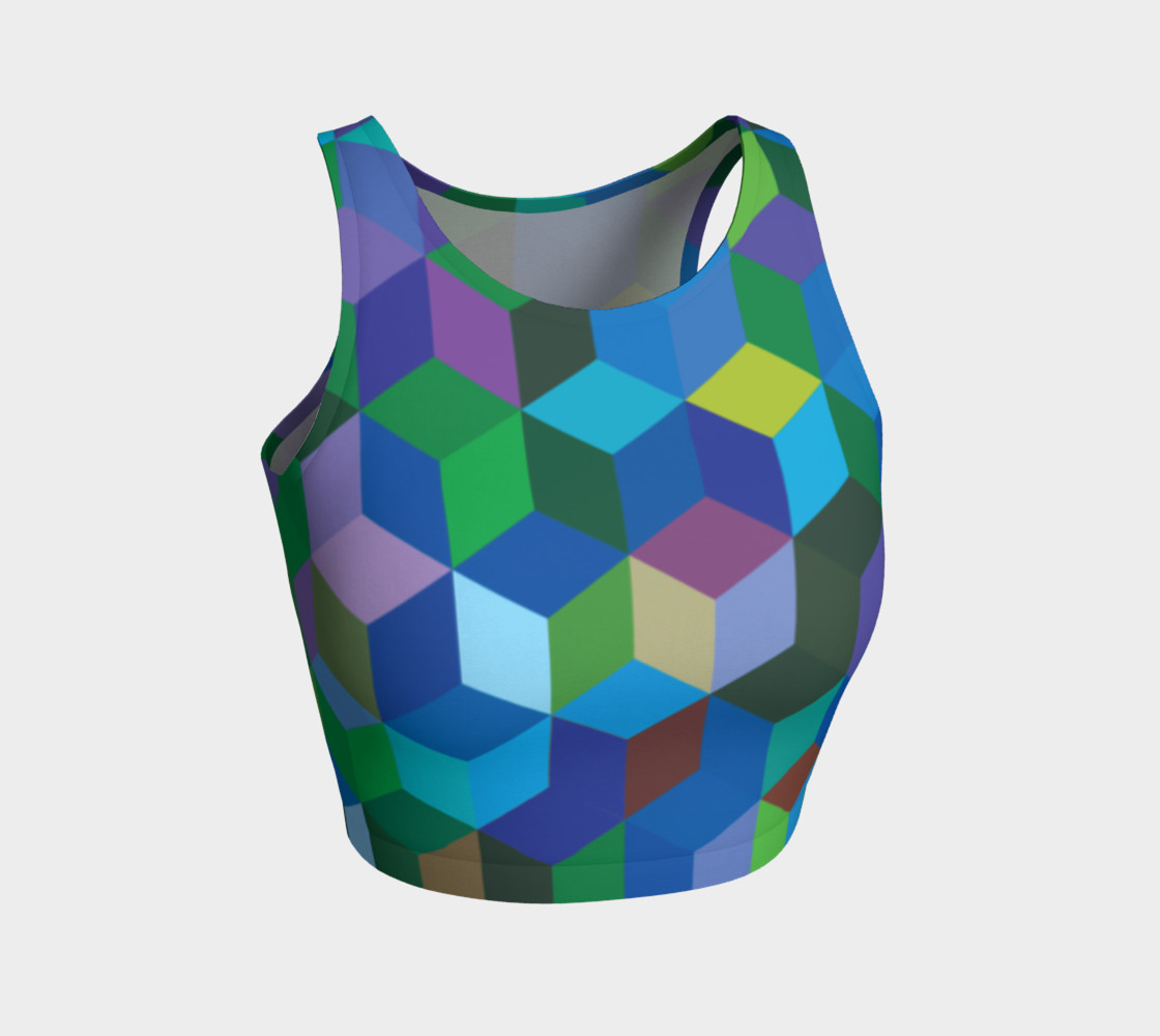 Geometrix - Cubit Blue Athletic Crop Top preview #1