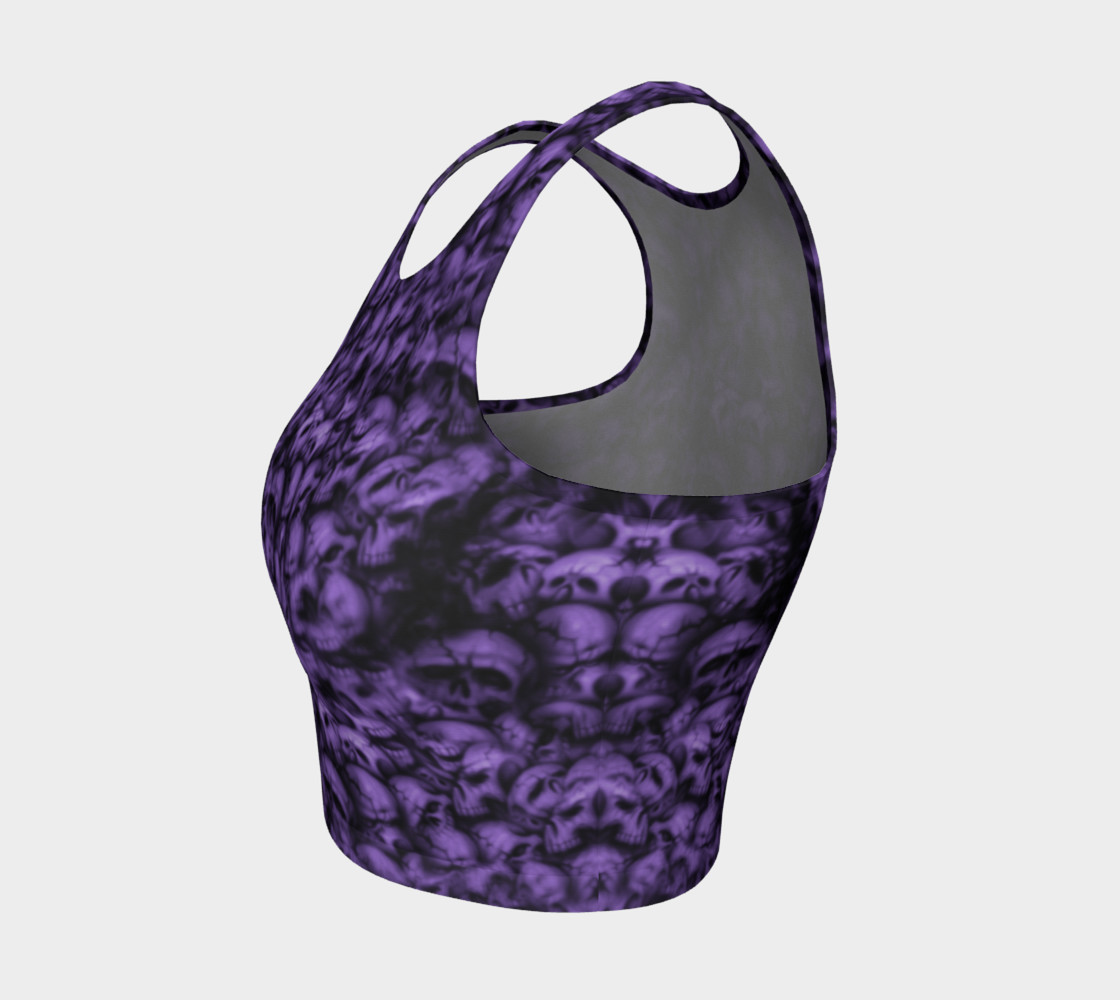 Purple Skulls Gothic Print Cropped Top preview #3