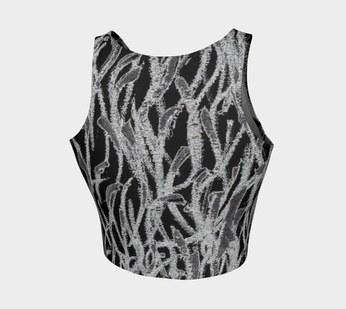 Black White Abstract Lines Crop Top preview #2