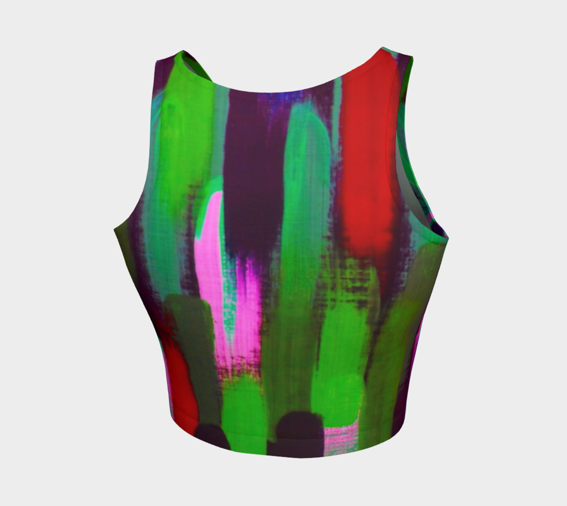 Brushstrokes in Green and Red Crop Top preview #2