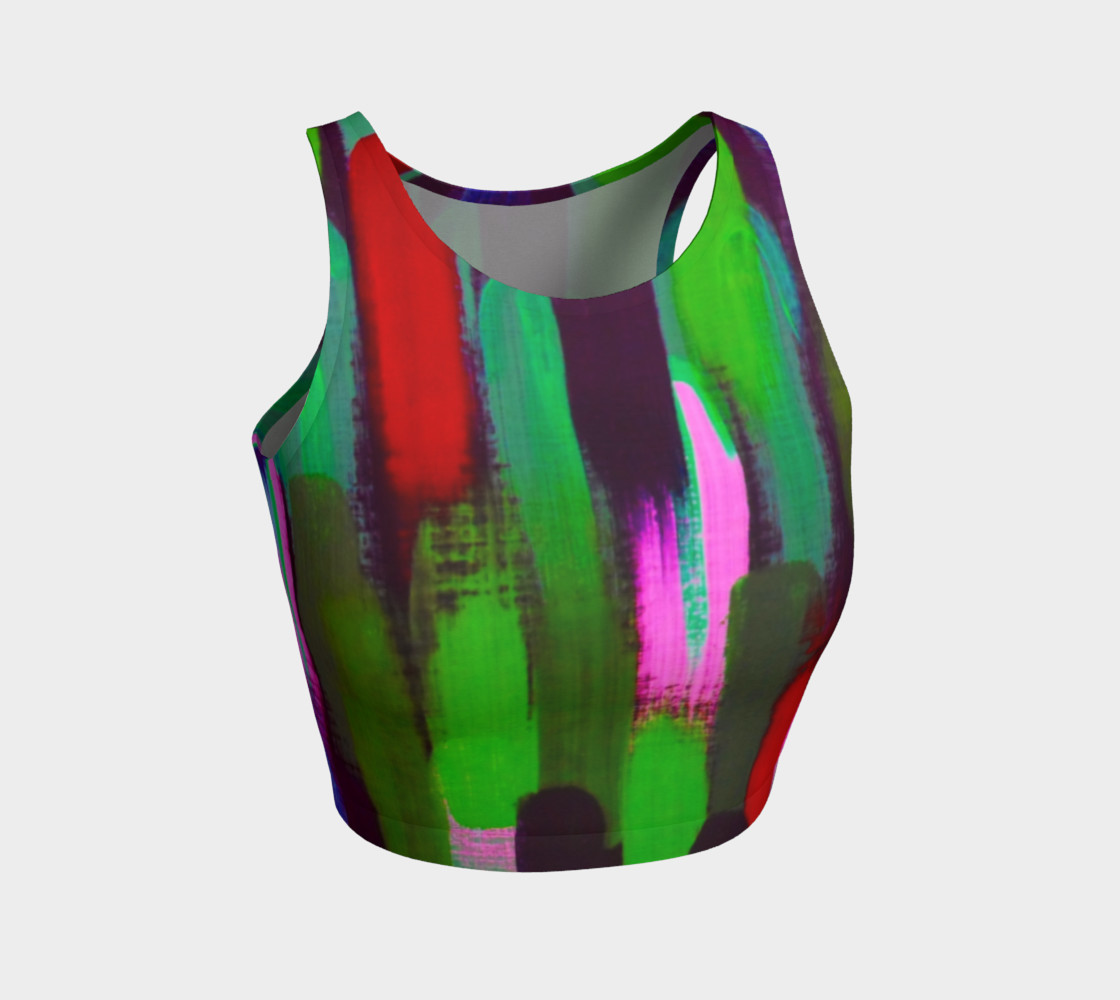 Brushstrokes in Green and Red Crop Top preview #1