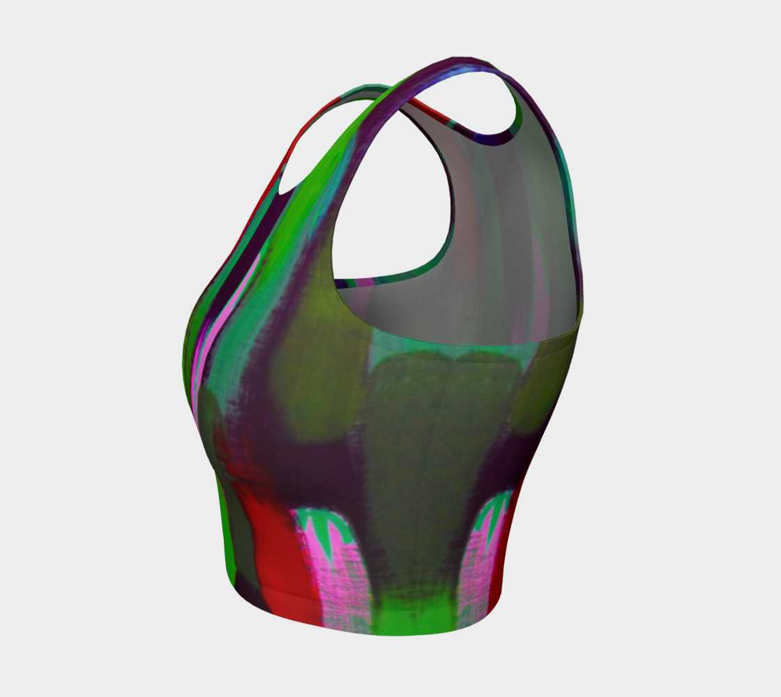 Brushstrokes in Green and Red Crop Top preview #3