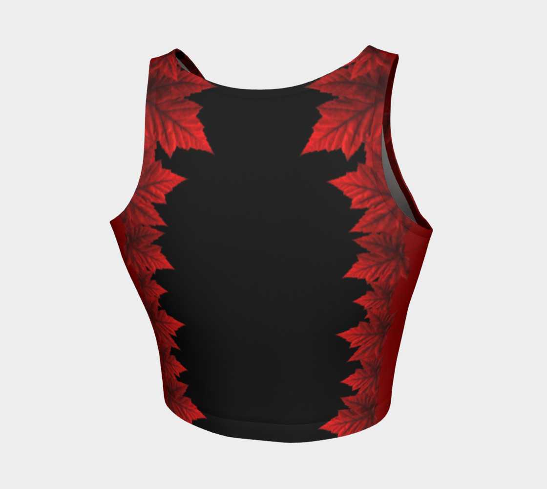 Canada Maple Leaf Sports Crop Top Red Autumn Leaves Shirts Miniature #3