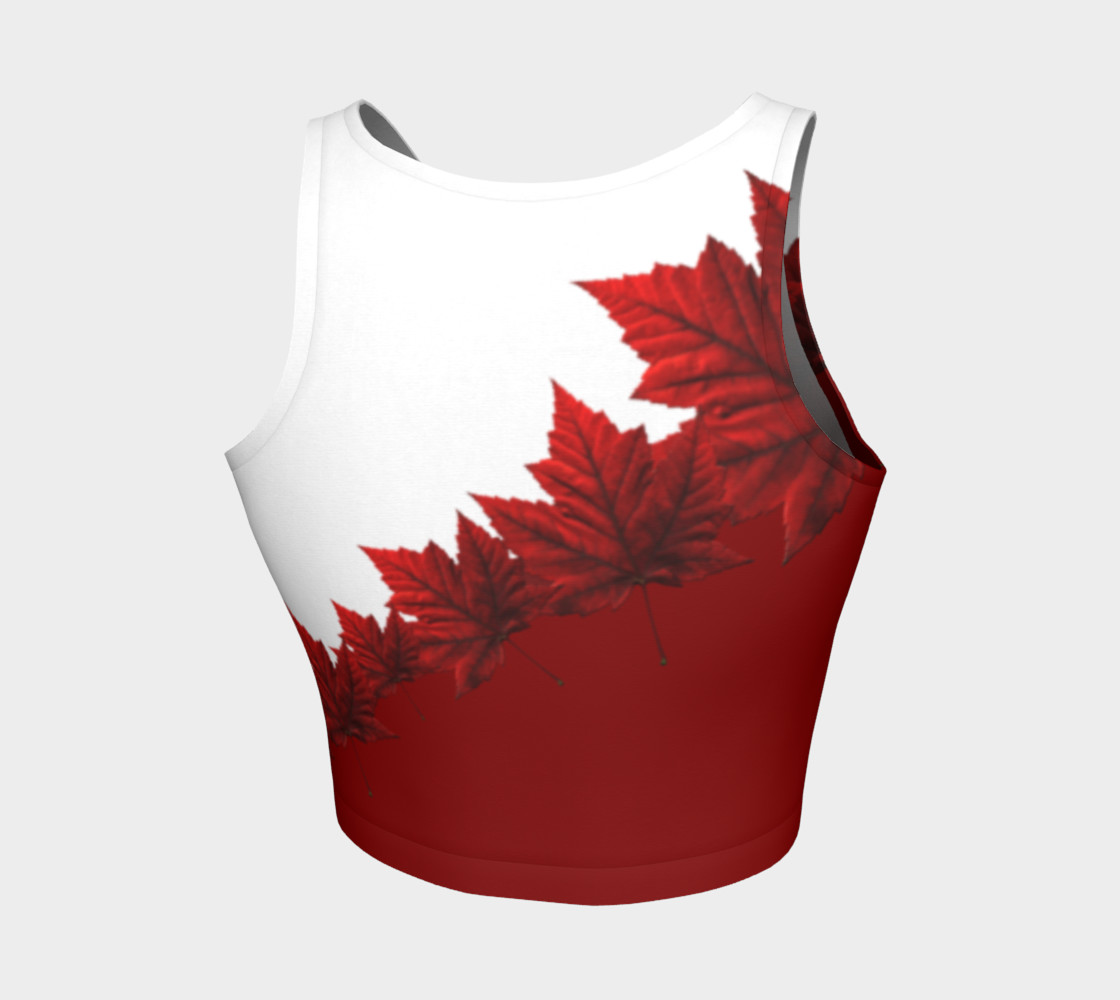 Canada Maple Leaf Sports Crop Top Red Autumn Leaves Shirts Miniature #3