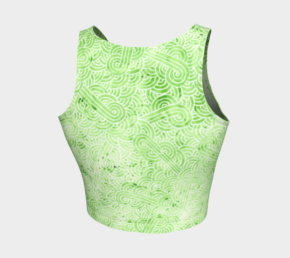 Greenery and white swirls doodles Athletic Crop Top preview #2