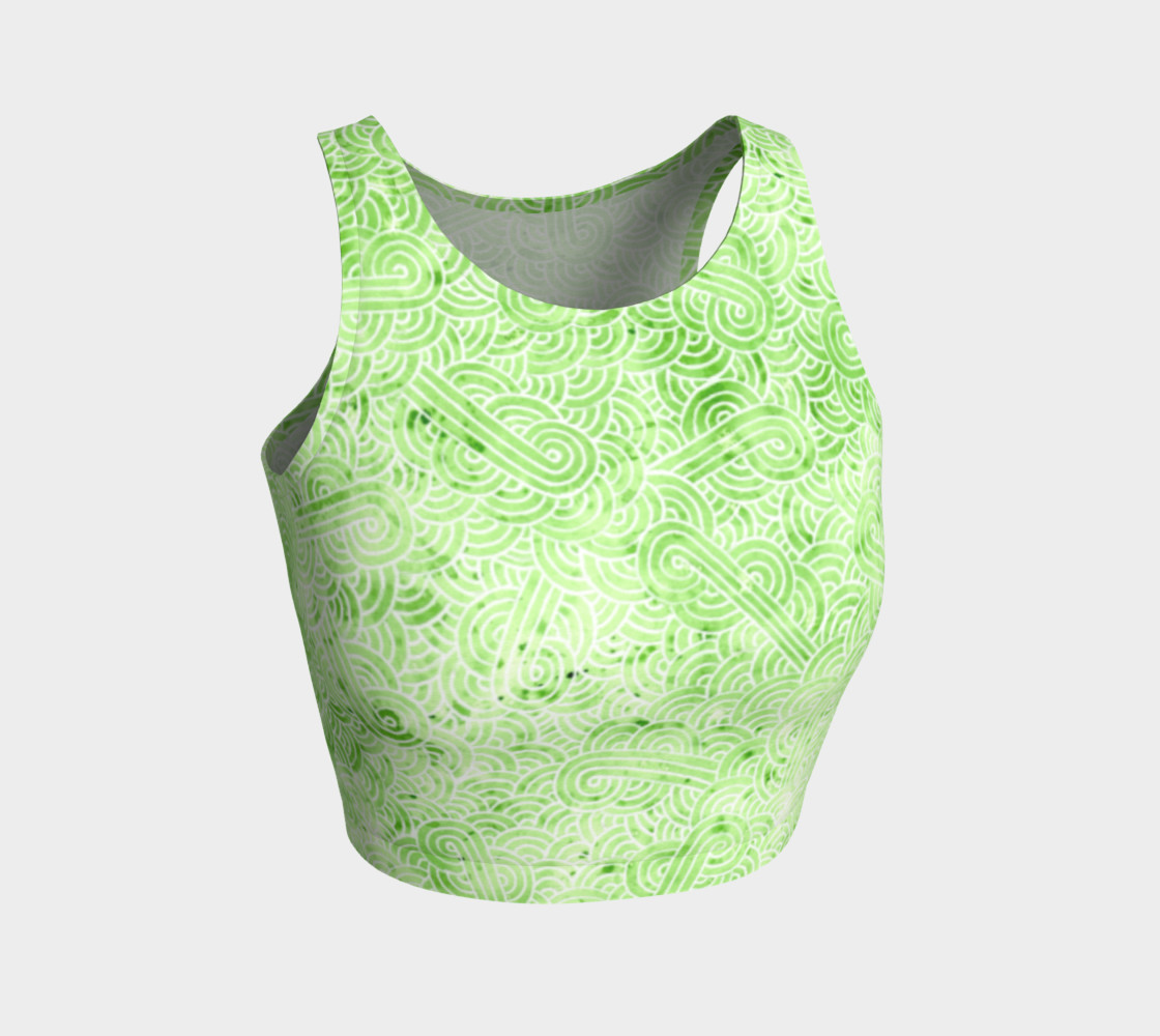 Greenery and white swirls doodles Athletic Crop Top preview #1
