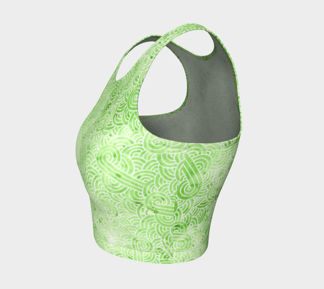 Greenery and white swirls doodles Athletic Crop Top preview #3